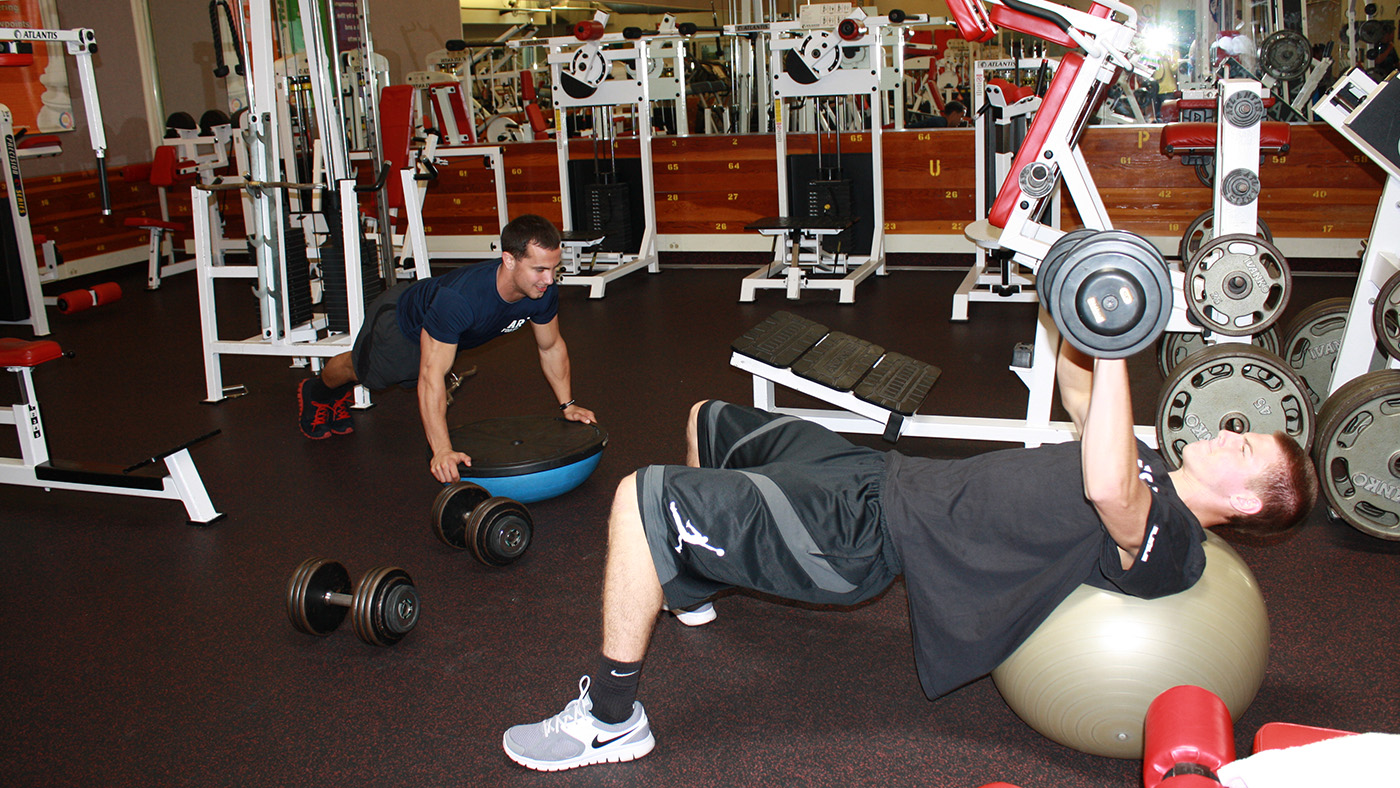 Students working out at the LFC